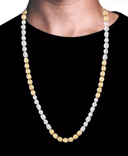 Men'S Cultured Baroque Freshwater Pearl (6Mm) Adjustable Necklace in Stainless Steel, 20"+ 4" Extender