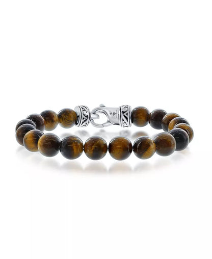 Stainless Steel 10Mm Natural Stone Bead Bracelet