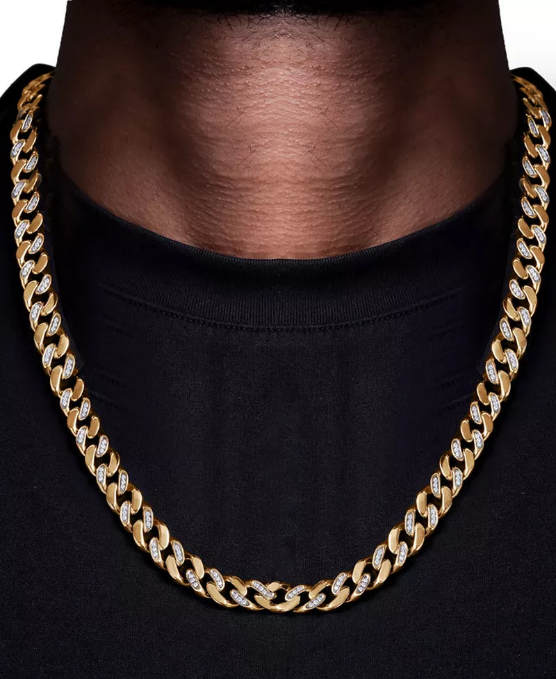 Men'S Diamond Cuban Link 24" Chain Necklace (1 Ct. T.W.) in Sterling Silver or 14K Gold-Plated Sterling Silver