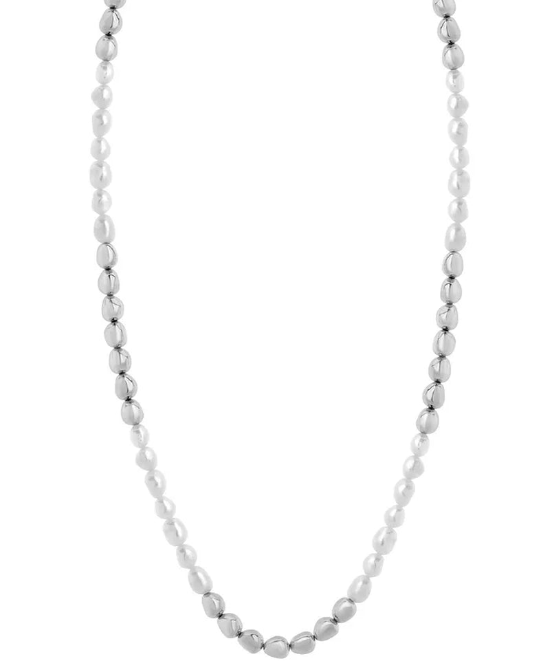 Men'S Cultured Baroque Freshwater Pearl (6Mm) Adjustable Necklace in Stainless Steel, 20"+ 4" Extender