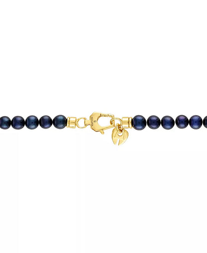  Marine Star Blue Freshwater Pearl 8mm) & Diamond (1/4 Ct. T.W.) Beaded 22" Necklace in 14K Gold-Plated Sterling Silver