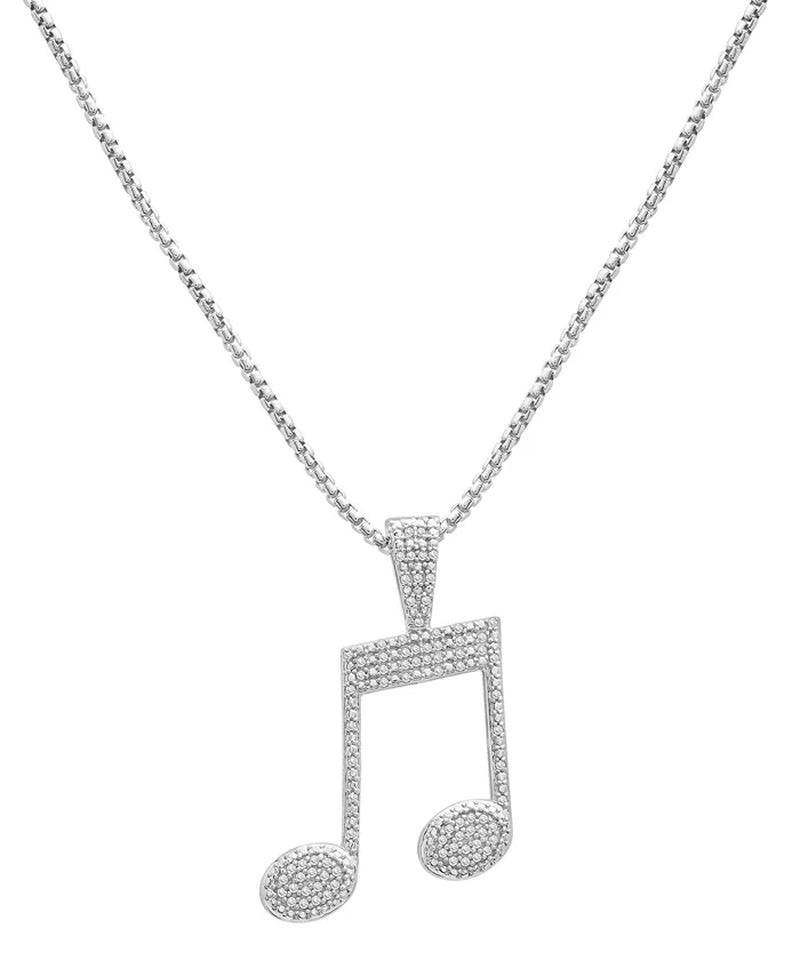 Men'S Diamond  Music Note 22" Pendant Necklace (1/4 Ct. T.W.) in Sterling Silver