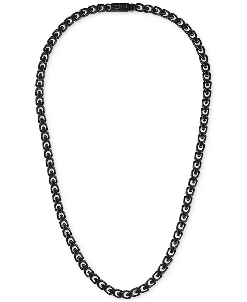 Men'S Link Chain 22" Necklace in Black-Plated Stainless Steel