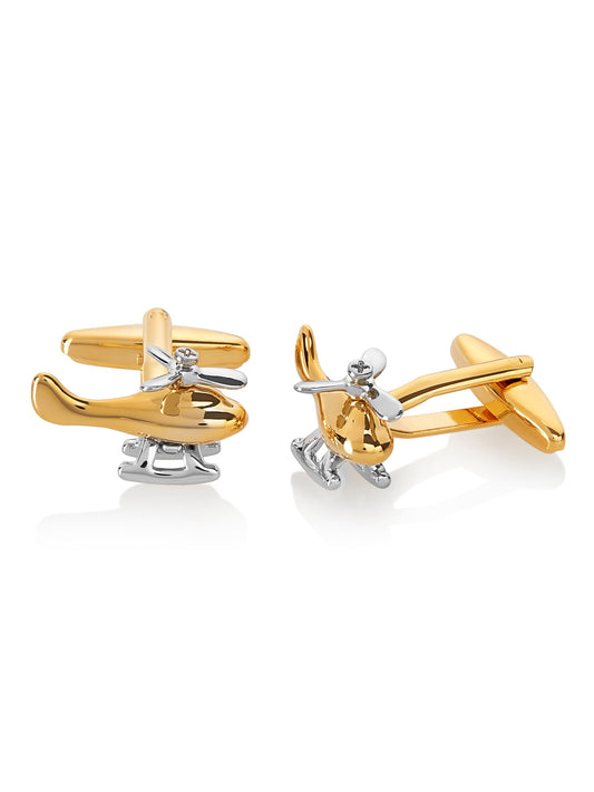 Coastal Jewelry Two Tone Helicopter Spinning Propeller Cufflinks