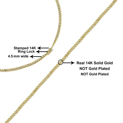 14K Yellow Gold 4.5mm Thick Miami Cuban Chain