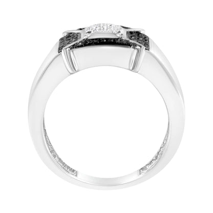 .925 Sterling Silver Enhanced Black and White Diamond Band Ring