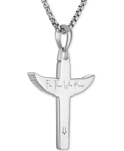 Marc Anthony Men's back picture close up sterling silver black diamond angel wing cross pendant