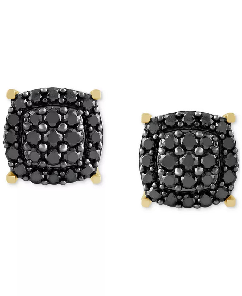 Men'S Black Diamond Halo Cluster Screw Back Stud Earrings (1 Ct. T.W.)