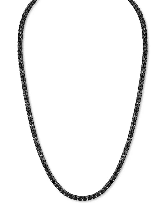 Top down picture of a 22 inch black diamond tennis style necklace chain