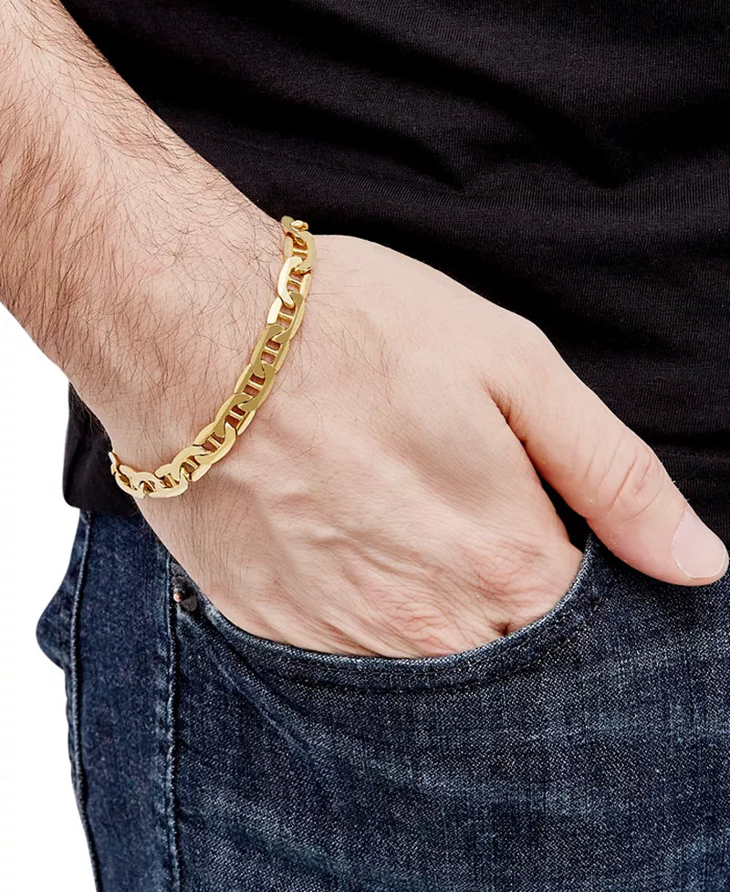 Men'S Polished Mariner Link Chain Bracelet in 14K Gold