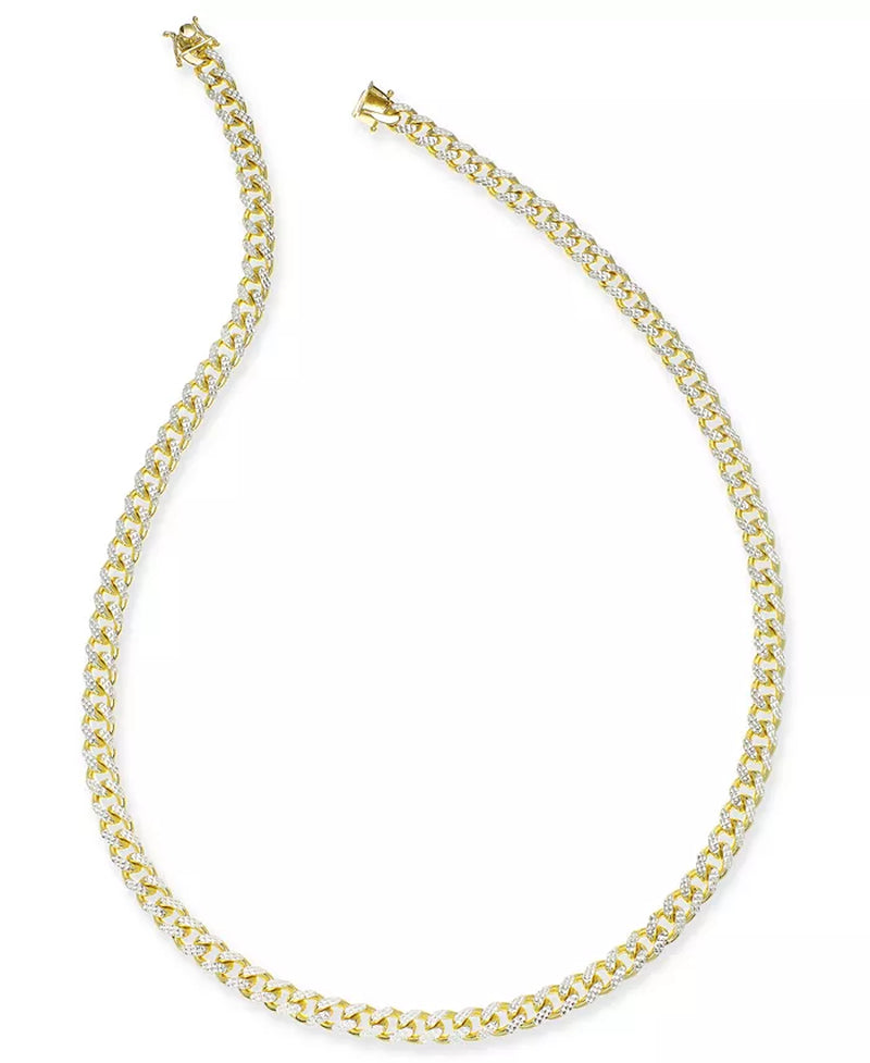 24" Men'S Two-Tone Cuban Link Chain Necklace in 14K Gold-Plated Sterling Silver and Sterling Silver